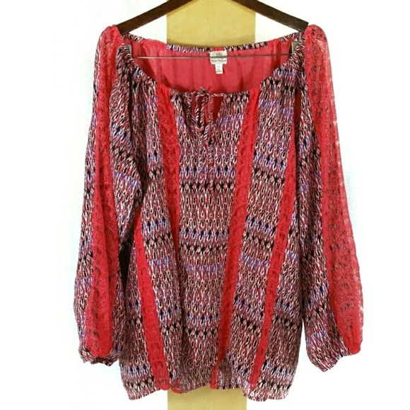 Hot in Hollywood 3X Maya Boho Peasant Lace Top (C) - Picture 3 of 7